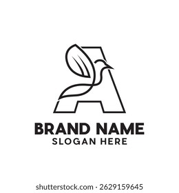 simple letter A Bird modern line design template
