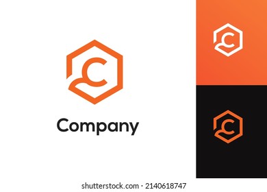 Simple letter C hesagon logo