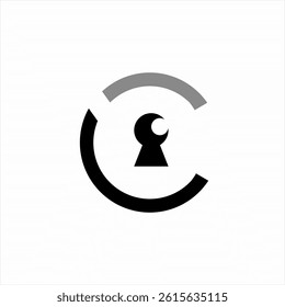 Simple letter C logo design with unique keyhole.