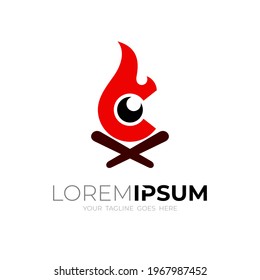 Logo de letra simple C y combinación de diseño de incendios