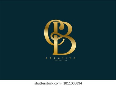 Letra simple logotipo de diseño de oro tipo CB monograma elegante