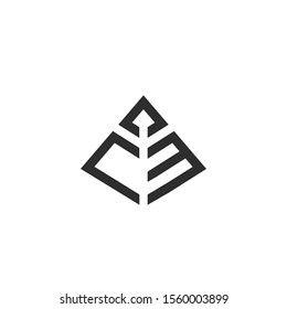 Simple letter CE and pyramid with Line Style Icon