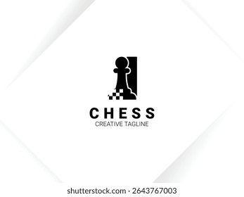 Simple letter I chess logo with pawn and chessboard symbol. Monogram logo template