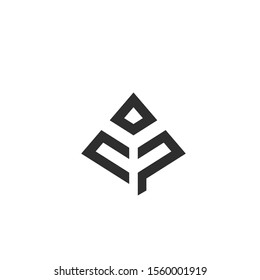 Simple letter CP and pyramid with Line Style Icon
