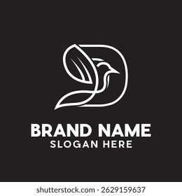 simple letter D Bird modern line design template