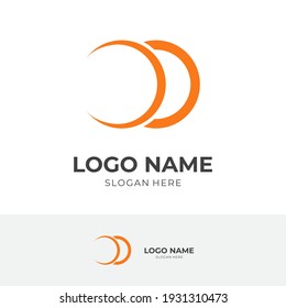 simple letter D logo concept flat orange color style