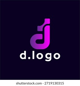 Simple letter D logo, d icon, d logo with dark blue background