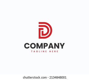 einfaches D-Logo-Template, Vektorgrafik, Linie D-Logo