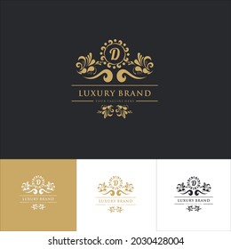 Simple Letter D luxury logo design template elements