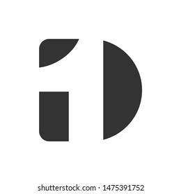 Simple letter D and negative space number 1 logo flat design vector