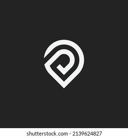 Simple Letter D Pin Point Map Logo Icon Vector Template.