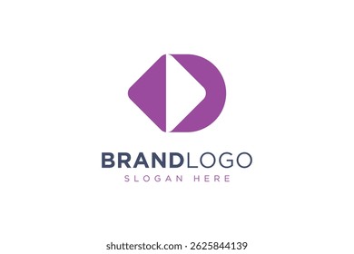 simple letter d play logo icon vector design template concept