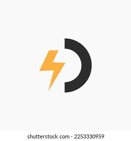 simple letra d trueno logotipo de energía plantilla de diseño de vector de negocio. icónica letra eléctrica diseño del logo D ideas vectoriales con estilos modernos, futuristas y minimalistas aislados en fondo blanco
