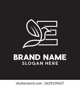 simple letter E Bird modern line design template