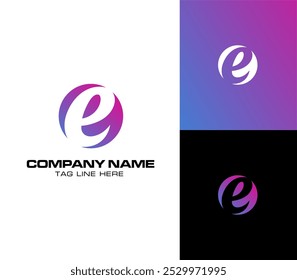 simple letter E logo with gradient color