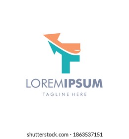 letra simple F con plantilla de diseño de logotipo de flecha