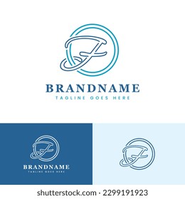 Carta simple F con logotipo de círculo, adecuada para cualquier negocio moderno con F inicial.