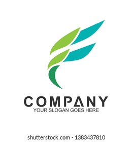 Simple Letter F Logo,Freedom Symbol,Feather Icon