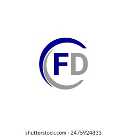 Simple Letter FD logo design template vector illustration. Alphabet Letter FD. FD Technology Logo Design Pixel Element.