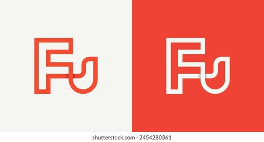 Simple Letter FU Logo Creative Design Vector Template.