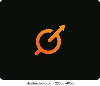 Simple letter G with arrow logo design template on black background