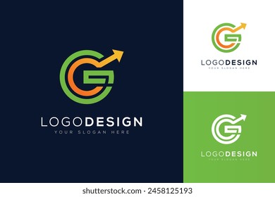 Diseño creativo del logotipo de la flecha de la letra G simple. Ilustración vectorial.