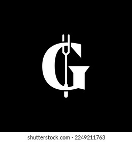 Letra simple G con plantilla de logotipo de diseño de horquilla