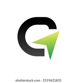 Diseño sencillo del logotipo de la letra G con una flecha en el lado que apunta hacia arriba.
