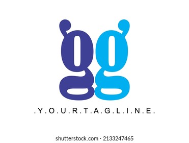 Simple letter GG logo vector, for free design.