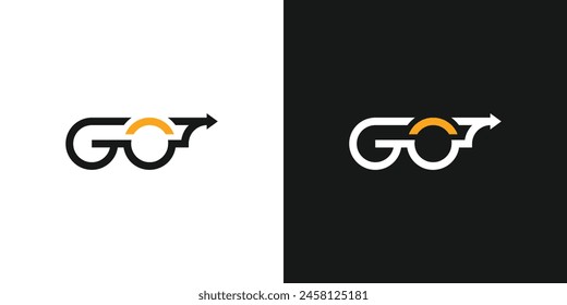 Simple Letter GO Arrow Logo Creative Design. Vector Illustration.