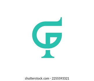Simple letter GP or CP logo design template on white background.