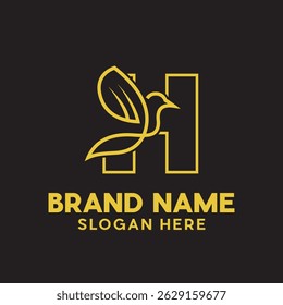simple letter H Bird modern line design template