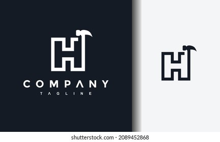 simple letter H hammer logo