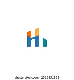 simple letter H logo, building colorful vector