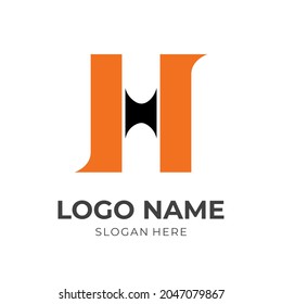 simple letter H logo design template concept vector with flat orange and black color style