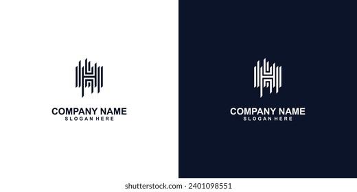 Simple letter H logo design with modern concept| building letter H| premium vector