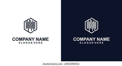 Simple letter H logo design with modern concept| building letter H| premium vector