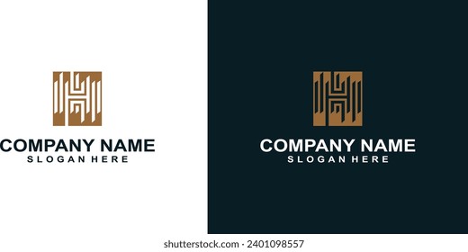 Diseño de logotipo de letra simple H con concepto moderno| letra de construcción H| vector premium
