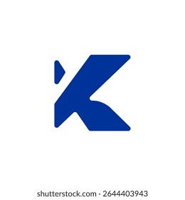 Simple letter H logo, letter K vector icon blue