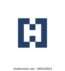 simple letter h with negative space concept logo.