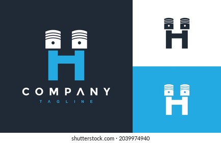 letra simple logotipo de pistón H	
