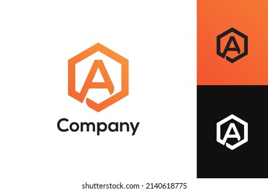 Simple letter A hexagon logo