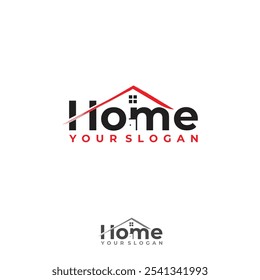 Simple letter Home logo design concept with brush shaped roof. Vector illustration