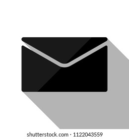 simple letter icon. Black object with long shadow on white background