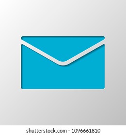 simple letter icon. Paper design. Cutted symbol with shadow