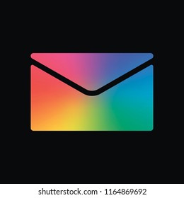 simple letter icon. Rainbow color and dark background