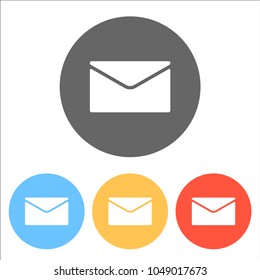 simple letter icon. Set of white icons on colored circles