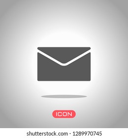 simple letter icon. Icon under spotlight. Gray background