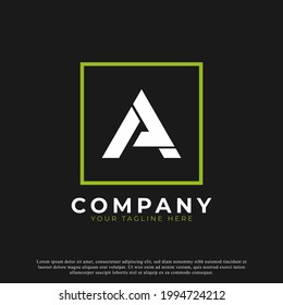 Carta Simple A Con Logo Moderno Cuadrado Interior. Usable para logotipos de empresas y marcas.