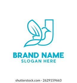 simple letter J Bird modern line design template